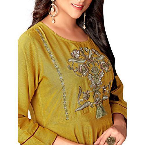 Blissta Mahendi Green Coloured Cotton Slub A Line Kurti With Plazzo Set - Peachmode