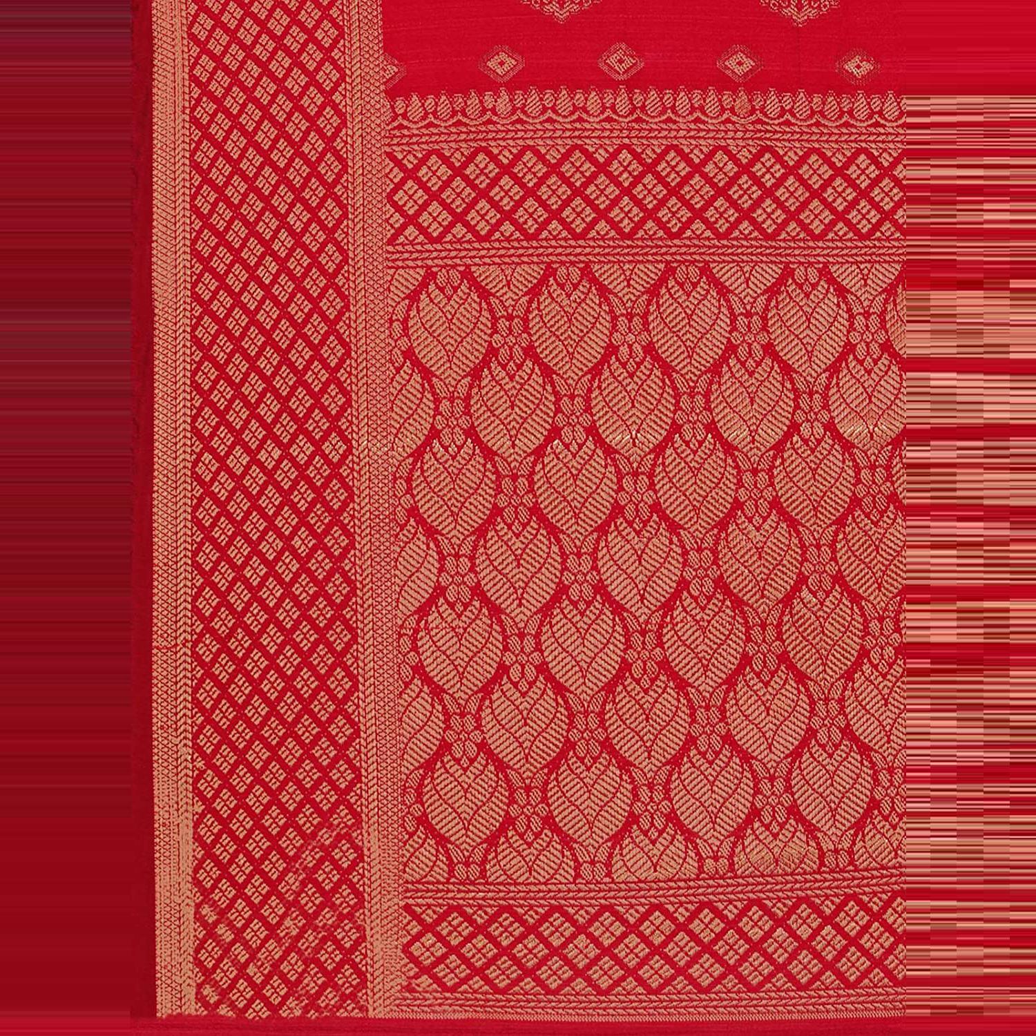 Blissta Red Casual Wear Stripes Jacquard Silk Blend Dress Material - Peachmode