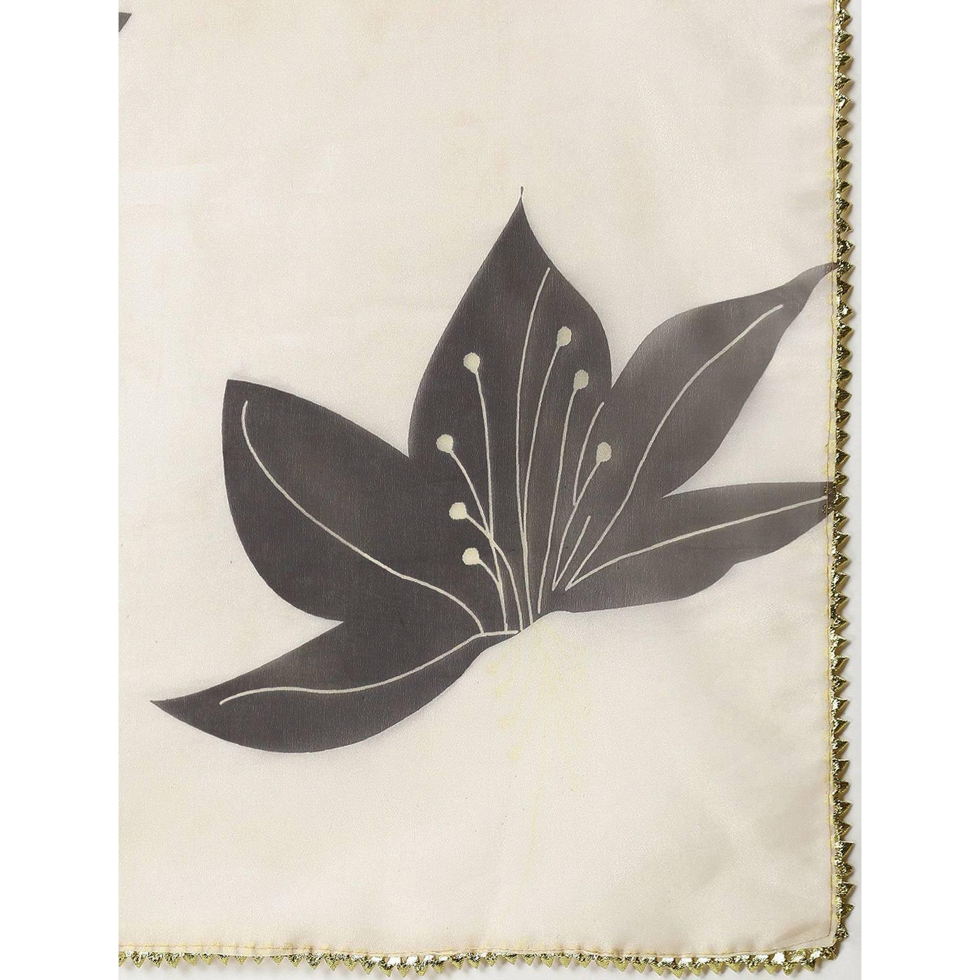 Blissta - Women's Black Rayon Gota Patti Work Anarkali Kurti With Dupatta - Peachmode