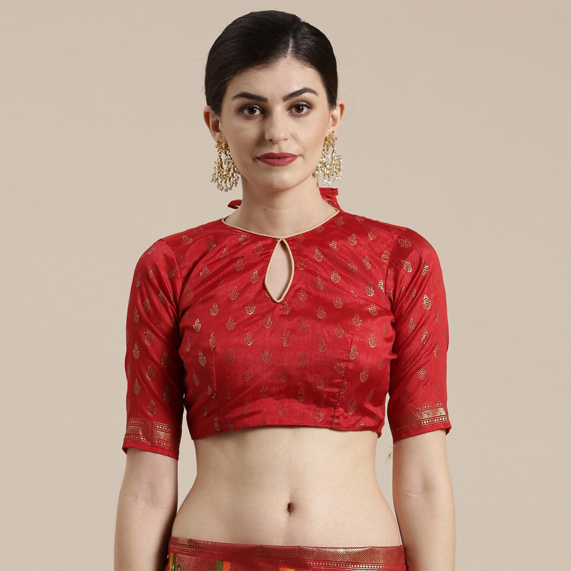 Blooming Cream-Red Colored Festive Wear Tample Foli Print Patola Silk Saree - Peachmode