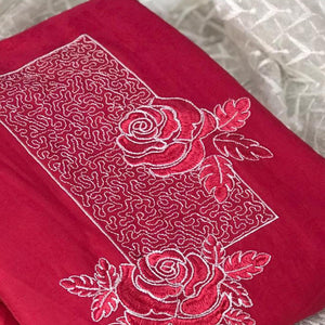 Blooming Dark Pink Colored Casual Embroidered Cotton Dress Material - Peachmode