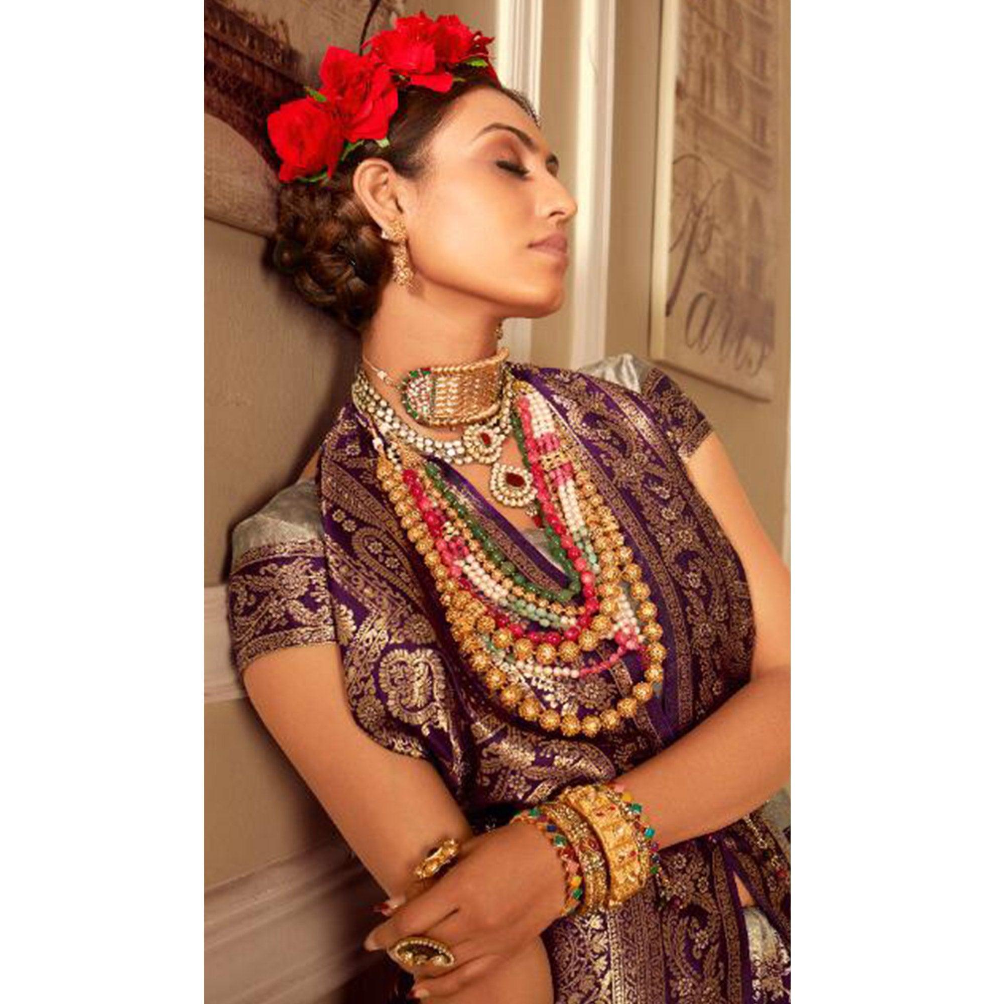 Blooming Grey & Purple Colored Festive Wear Woven Banarasi Silk Saree - Peachmode