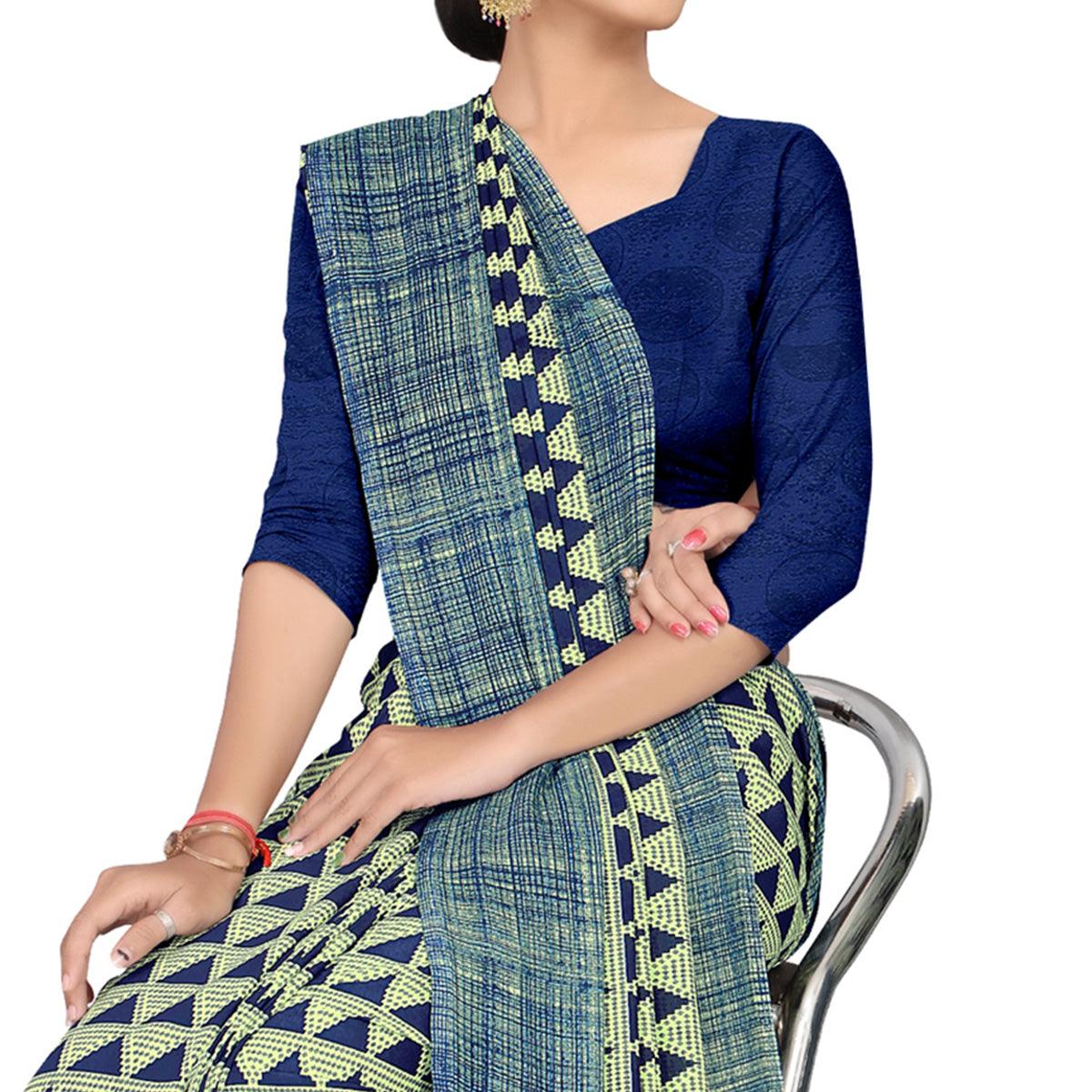 Blooming Light Green Colored Casual Wear Printed Georgette Saree - Peachmode