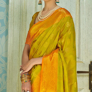 Blooming Light Green Colored Festive Wear Sana Two Tone Silk Saree - Peachmode