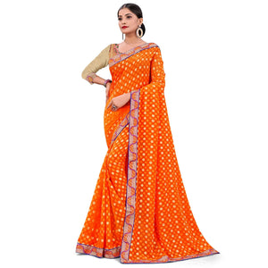 Blooming Orange Colored Party Wear Georgette Saree - Peachmode