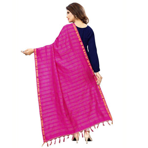 Blooming Pink Colored Festive Wear Cotton Silk Dupatta - Peachmode