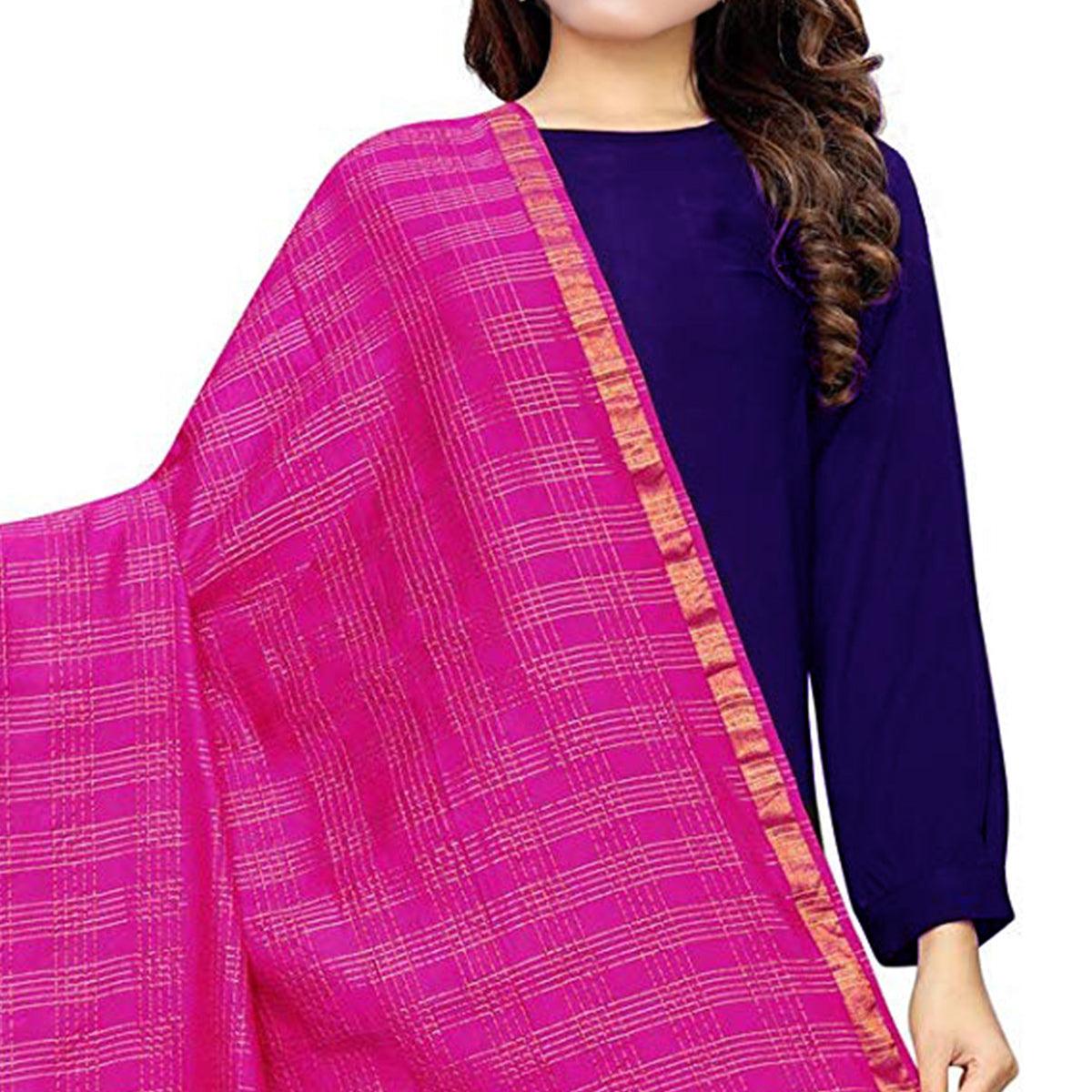 Blooming Pink Colored Festive Wear Cotton Silk Dupatta - Peachmode