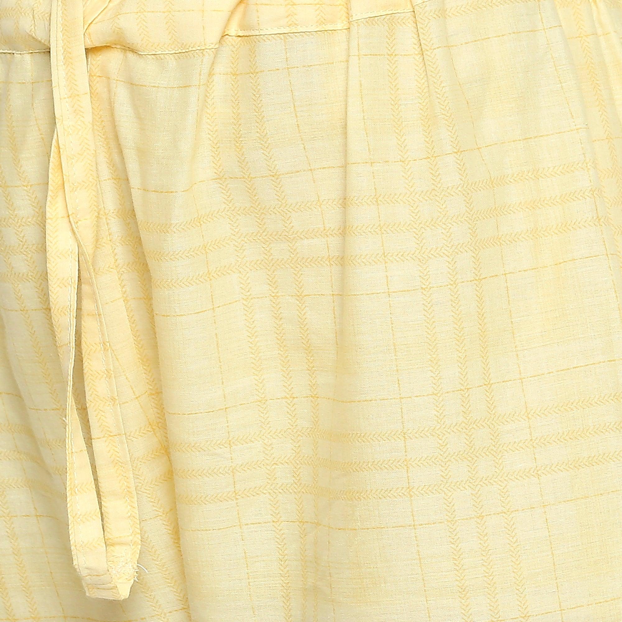 Blooming White-Yellow Colored Casual Wear Floral Printed Cotton Kurti-Pant Set With Dupatta - Peachmode