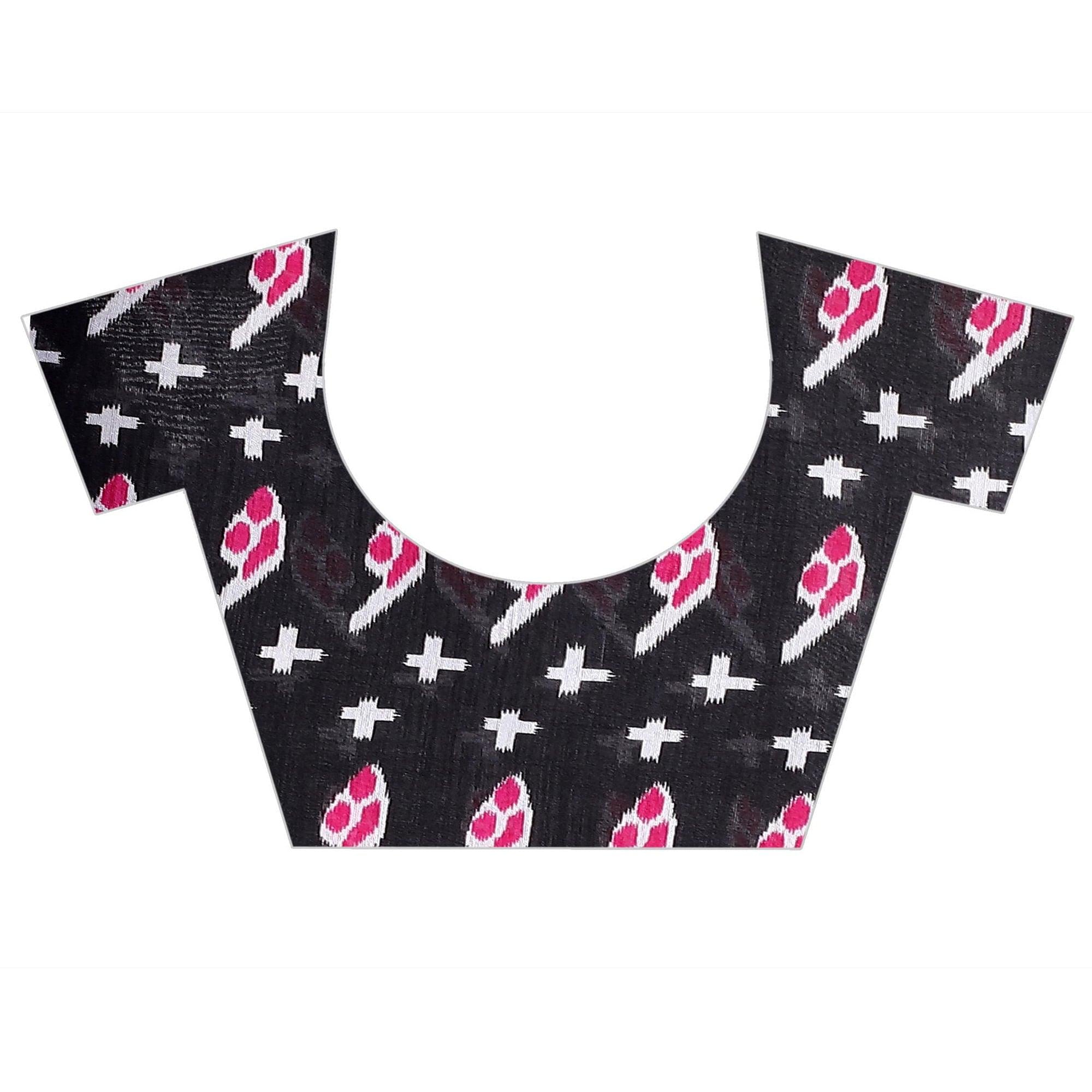 Blue Casual Wear Designer Hand Block Printed Cotton Linen Saree - Peachmode