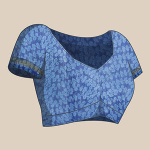 Blue Casual Wear Floral Printed Cotton Saree - Peachmode