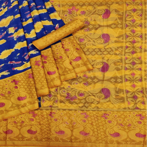 Blue Casual Wear Printed Art Silk Saree - Peachmode