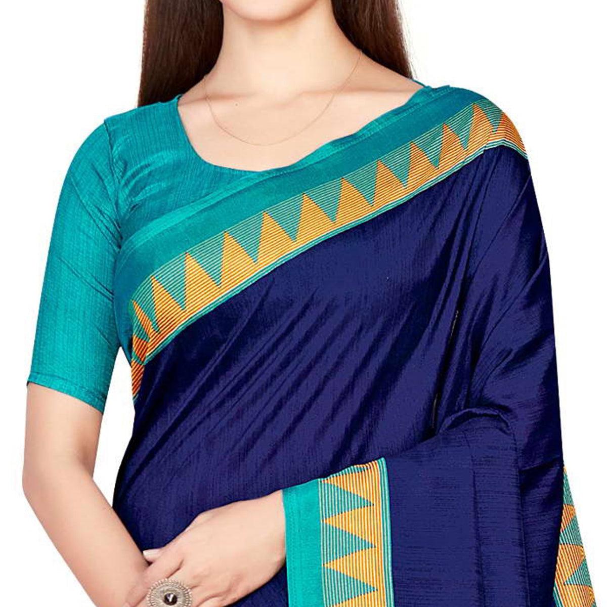 Blue Casual Wear Printed Art Silk Saree - Peachmode