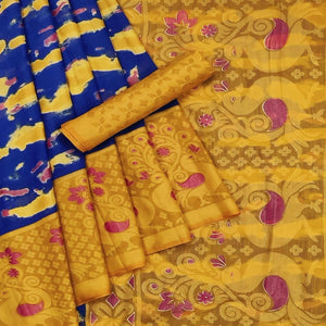Blue Casual Wear Printed Art Silk Saree - Peachmode