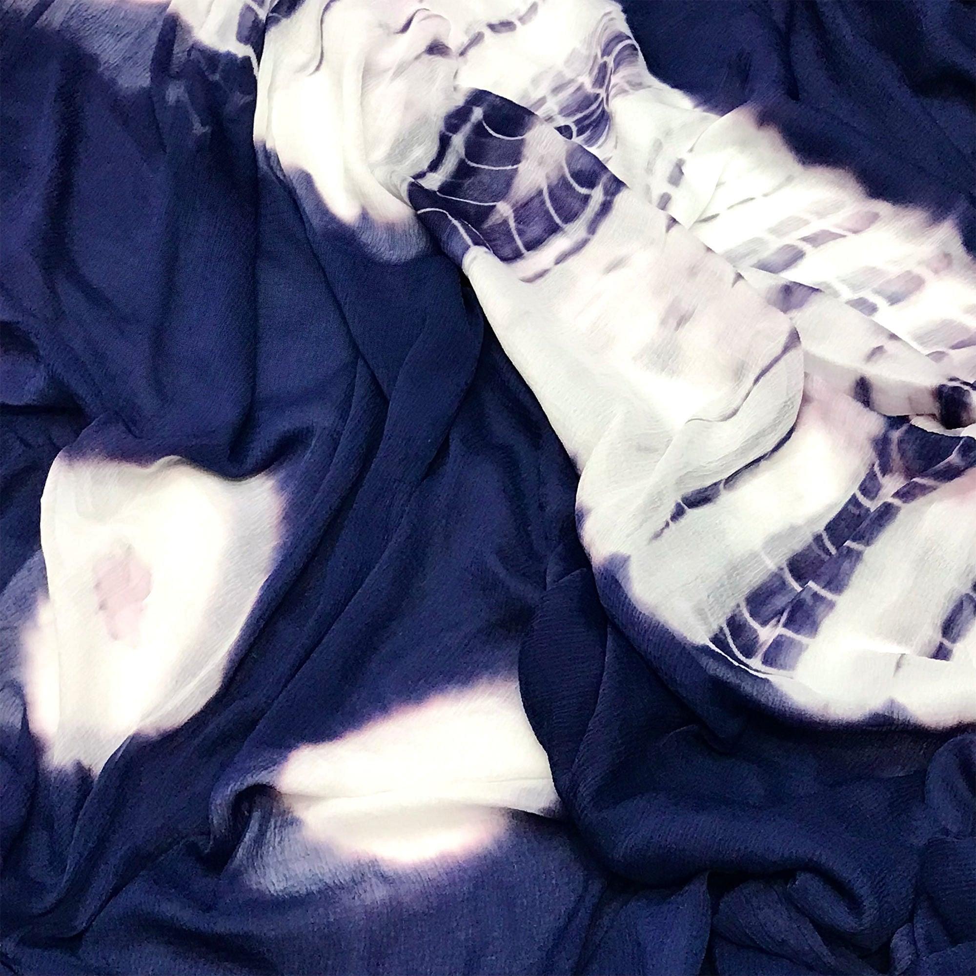 Blue Casual Wear Printed Cotton Dress Material - Peachmode