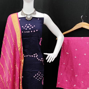 Blue Casual Wear Printed Pure Cotton Dress Material - Peachmode