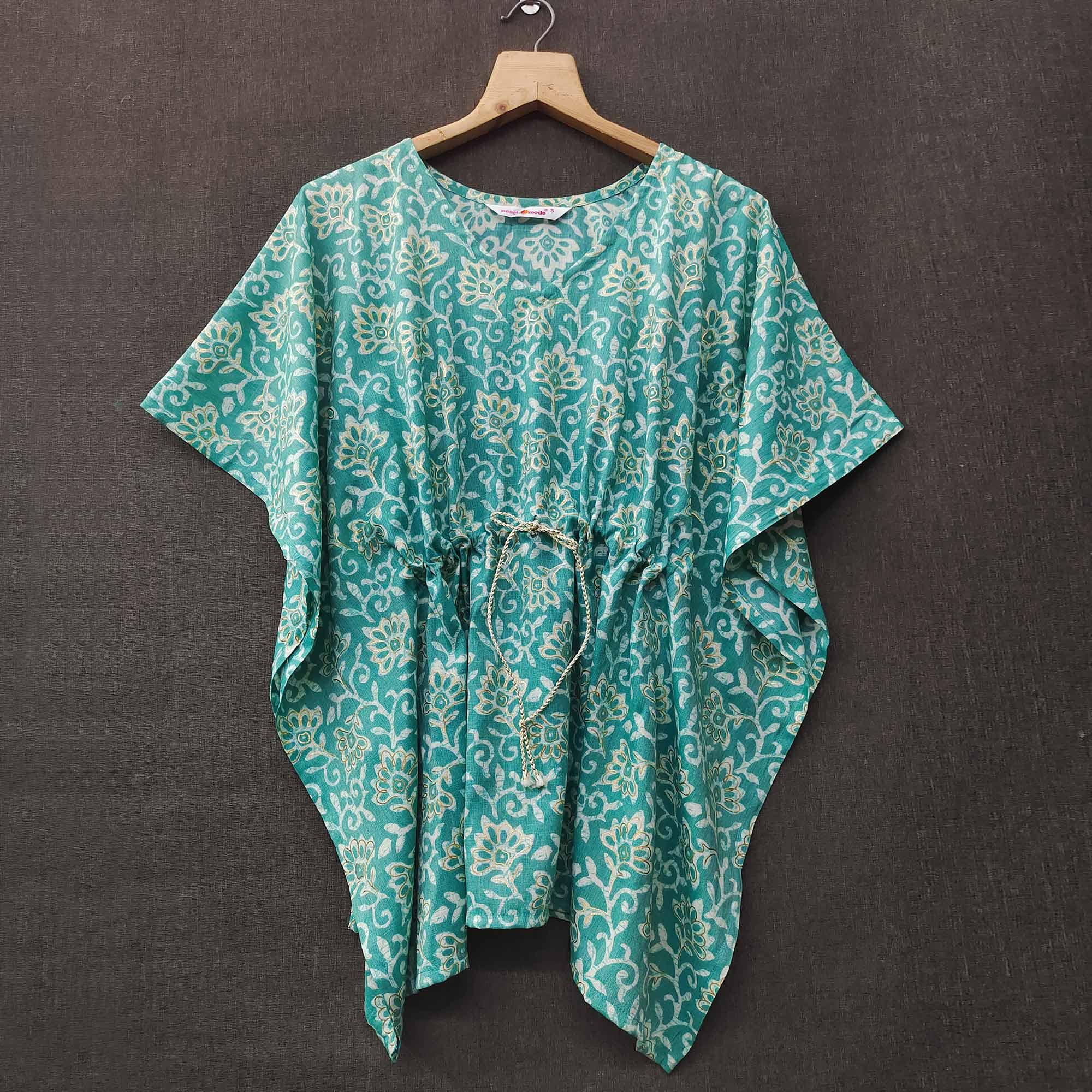 Blue Casual Wear Printed Rayon Top - Peachmode
