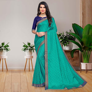 Blue Casual Wear Printed Vichitra Silk Saree - Peachmode