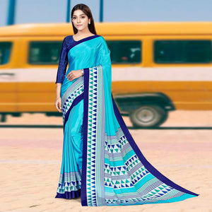 Blue Casual Wear Solid Silk Saree - Peachmode