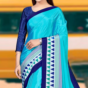 Blue Casual Wear Solid Silk Saree - Peachmode