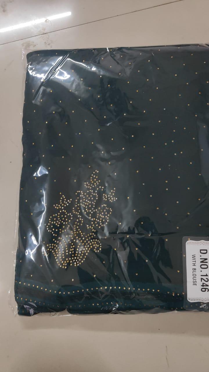 Blue Embellished Georgette Saree - Peachmode