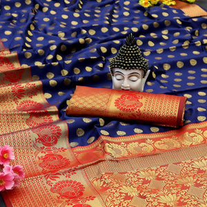 Blue Festive Embroidered Kota Banarasi Art Silk Saree - Peachmode