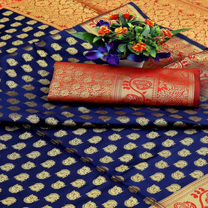 Blue Festive Embroidered Kota Banarasi Art Silk Saree - Peachmode