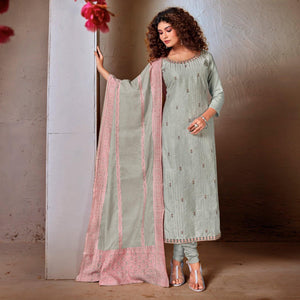 Blue Festive Wear Embroidered Chanderi Suit - Peachmode