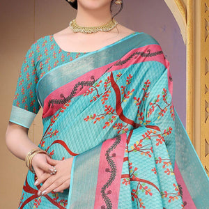 Blue Festive Wear Printed Art Silk Saree - Peachmode