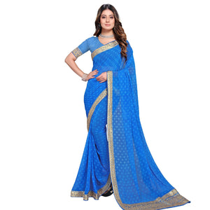 Blue Festive Wear Printed Georgette Saree - Peachmode