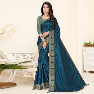 Blue Festive Wear Solid Art Silk Saree - Peachmode