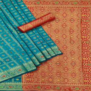 Blue Festive Wear Weaving Silk Saree - Peachmode