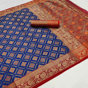 Blue Festive Wear Woven Heavy Banarasi Silk Saree - Peachmode
