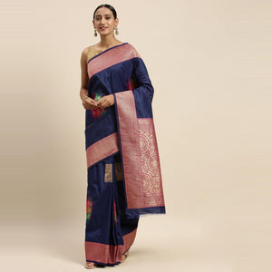 Blue Festive Wear Woven Kanjivaram Silk Saree - Peachmode