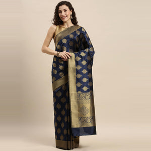Blue Festive Wear Woven Kanjivaram Silk Saree - Peachmode