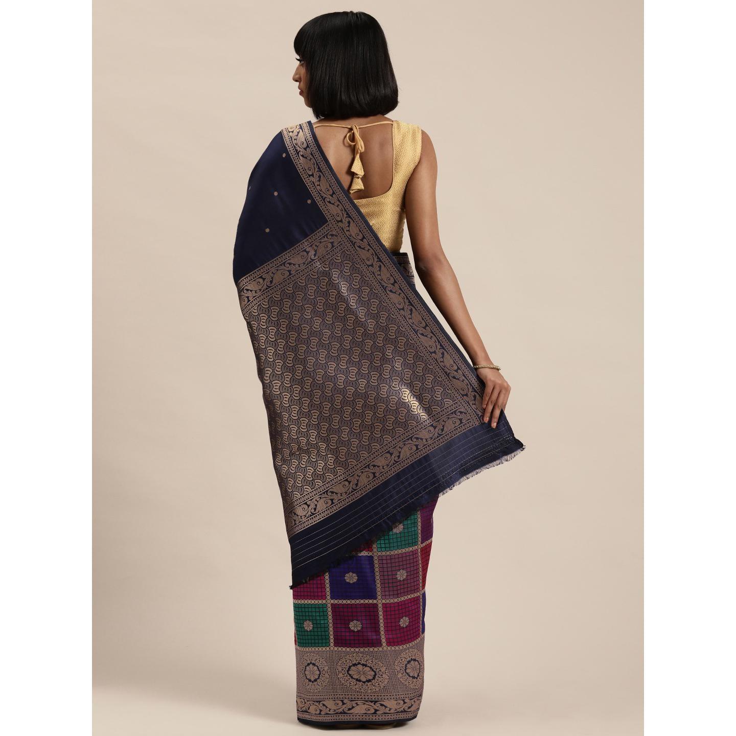 Blue Festive Wear Woven Kanjivaram Silk Saree - Peachmode