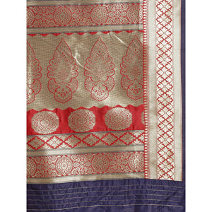 Blue Festive Wear Woven Kanjivaram Silk Saree - Peachmode