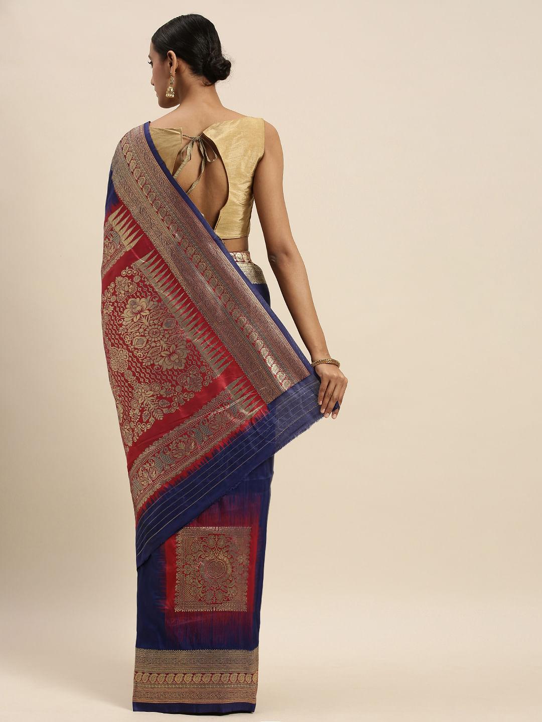 Blue Festive Wear Woven Kanjivaram Silk Saree - Peachmode