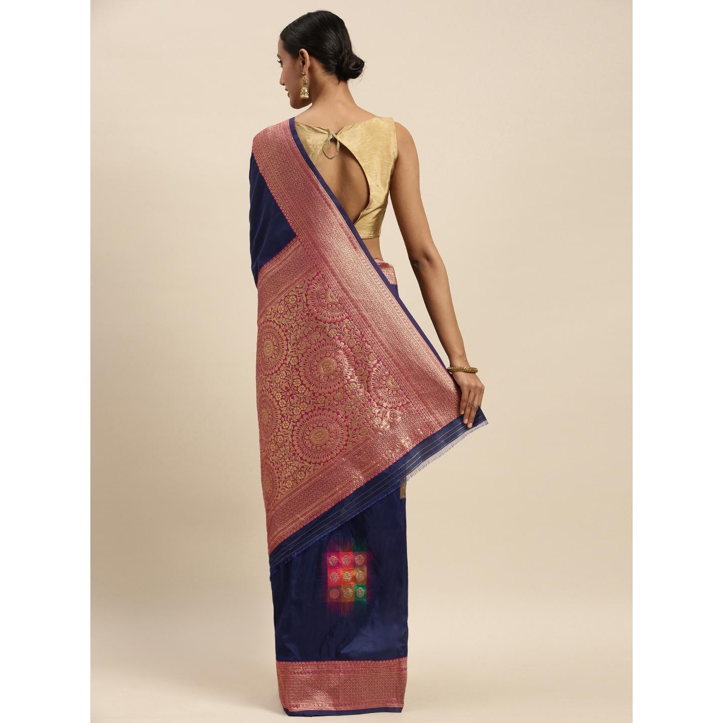 Blue Festive Wear Woven Kanjivaram Silk Saree - Peachmode