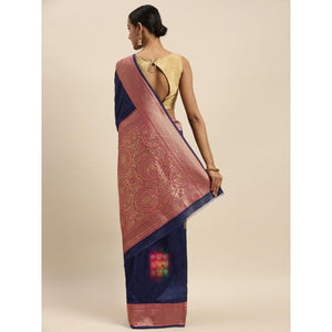 Blue Festive Wear Woven Kanjivaram Silk Saree - Peachmode