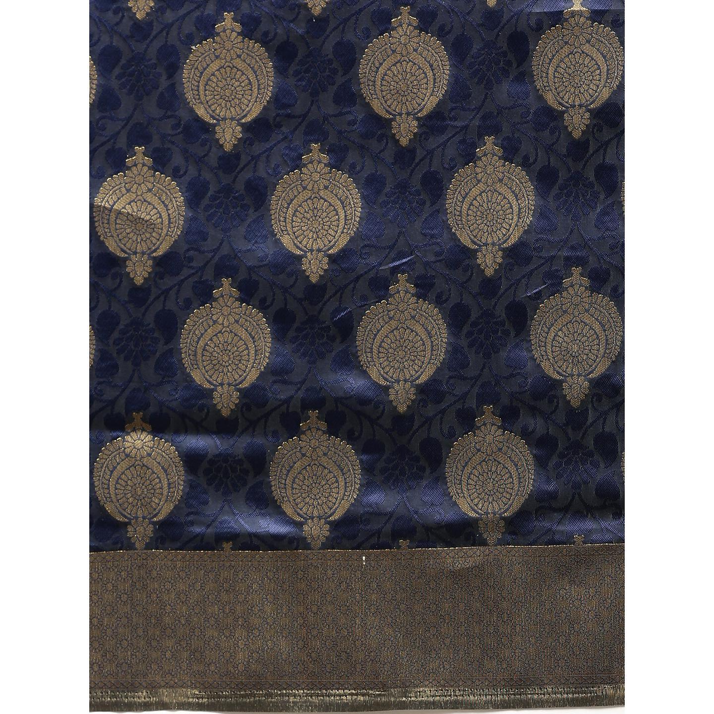 Blue Festive Wear Woven Kanjivaram Silk Saree - Peachmode