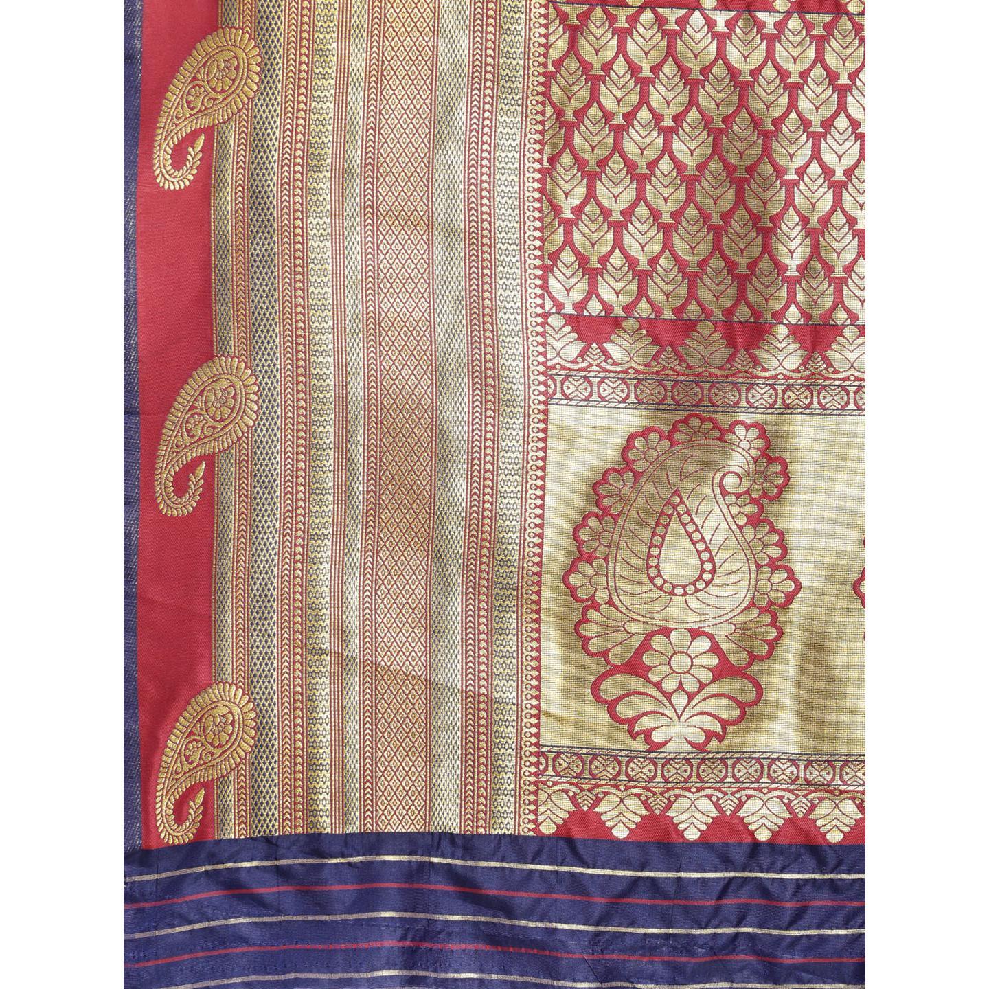 Blue Festive Wear Woven Kanjivaram Silk Saree - Peachmode