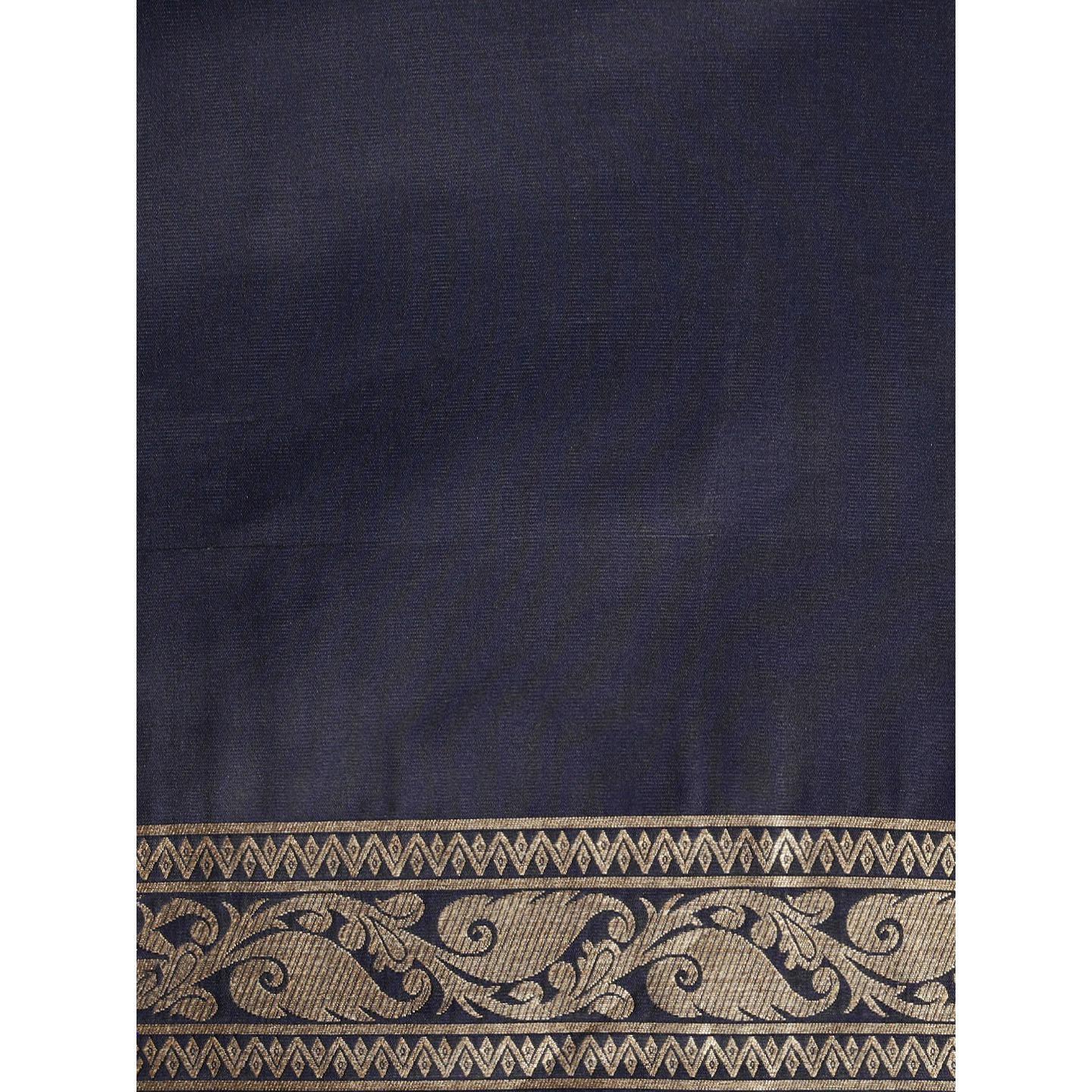 Blue Festive Wear Woven Kanjivaram Silk Saree - Peachmode