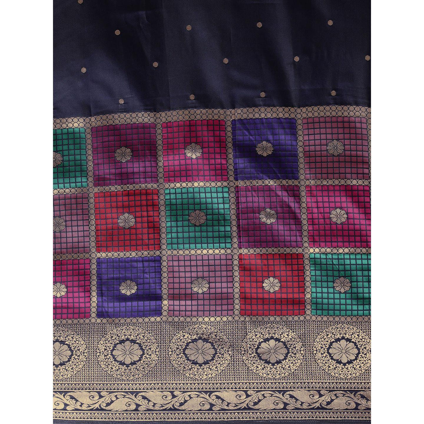 Blue Festive Wear Woven Kanjivaram Silk Saree - Peachmode