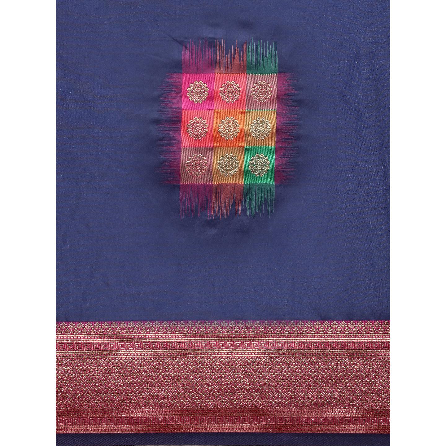 Blue Festive Wear Woven Kanjivaram Silk Saree - Peachmode