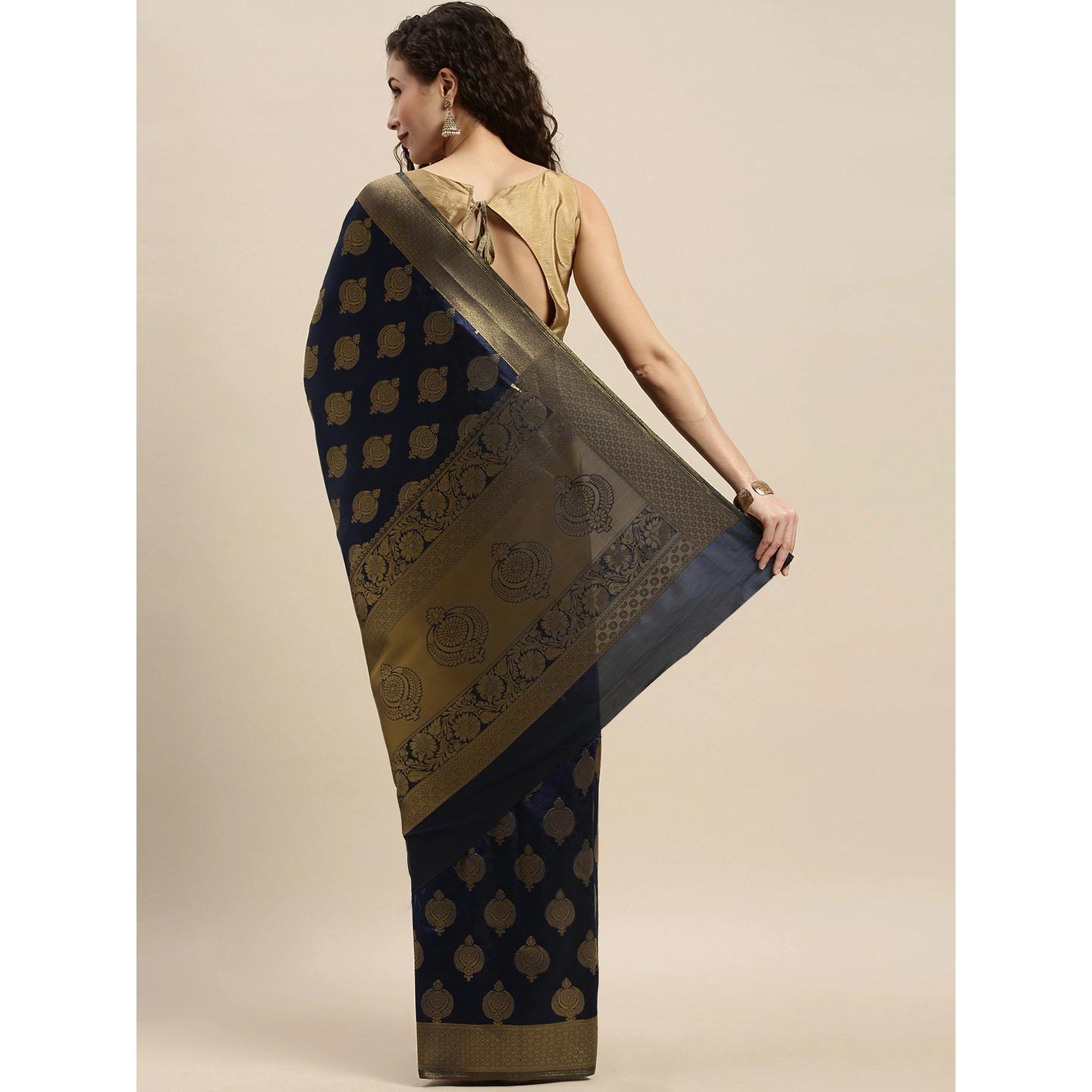 Blue Festive Wear Woven Kanjivaram Silk Saree - Peachmode