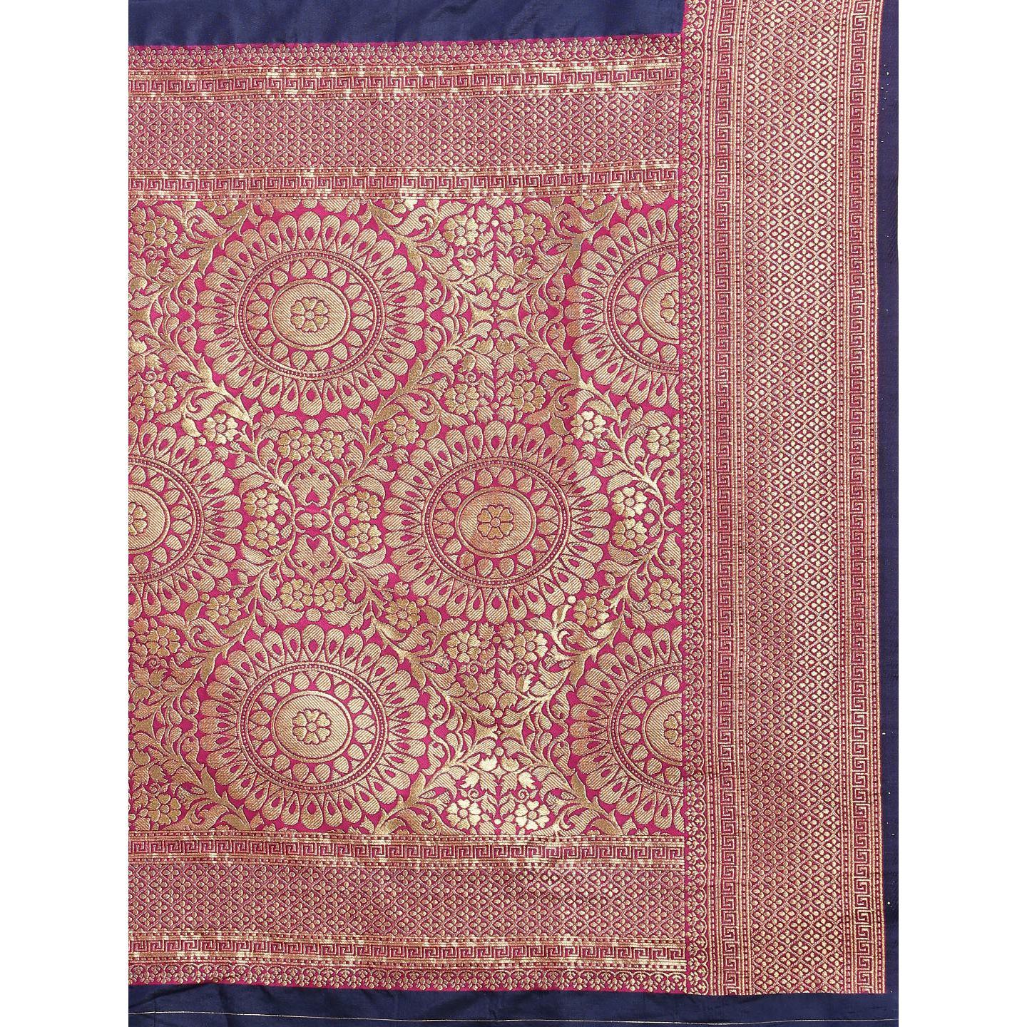 Blue Festive Wear Woven Kanjivaram Silk Saree - Peachmode