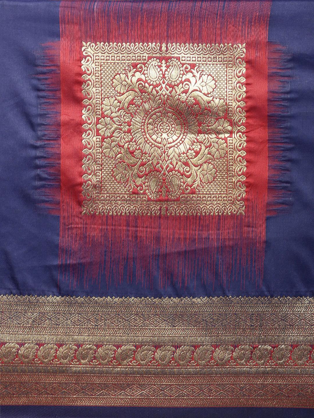 Blue Festive Wear Woven Kanjivaram Silk Saree - Peachmode