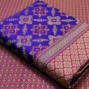 Blue Festive Wear Woven Patola Silk Saree - Peachmode