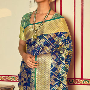Blue Festive Wear Woven Patola Silk Saree - Peachmode