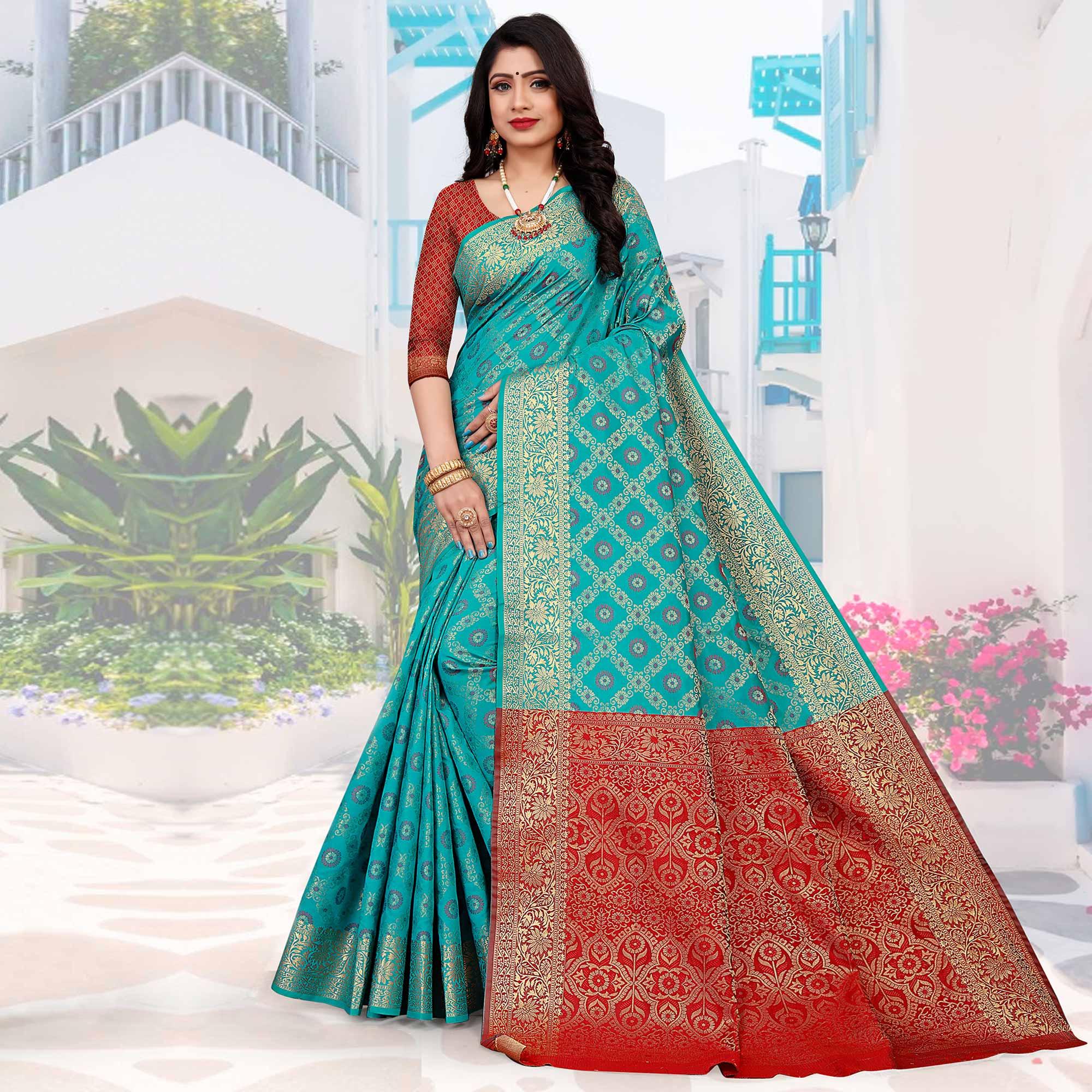 Blue Festive Wear Woven Silk Saree With Patola Rich Pallu - Peachmode